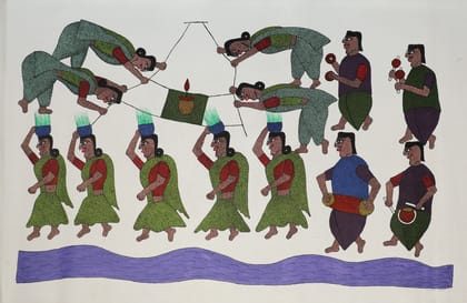 Tribes India Handmade Painting Gond Canvas 35X22 1TPNGNDMP05283 - 3