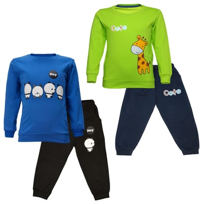 CATCUB Boy's & Girl's Cotton Printed Clothing Set Combo (Multicolor; CC-01-76-4-5)