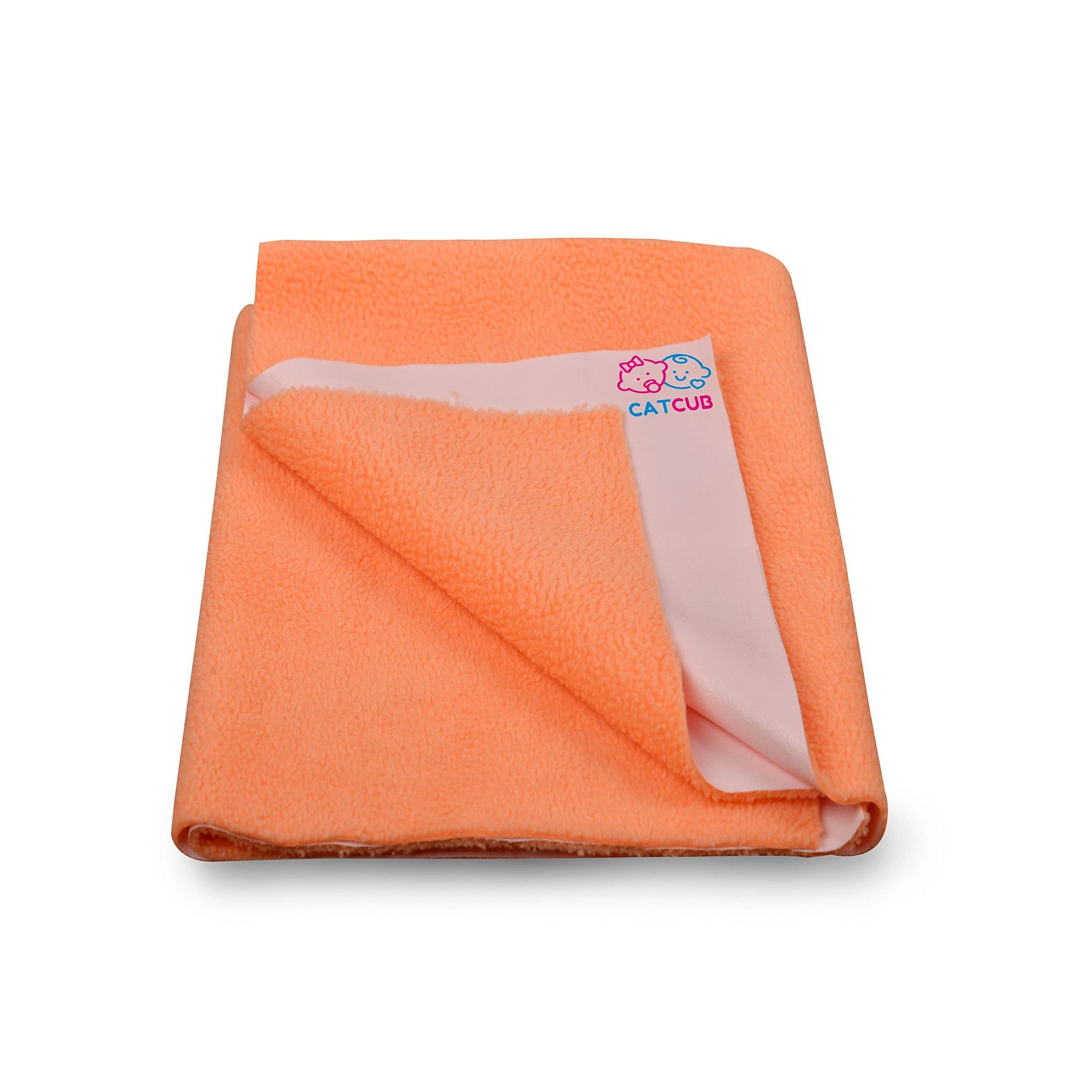 CATCUB - Water Proof and Reusable Bed Protector/Mat/Absorbent Dry Sheets (100cm X 70cm, Medium) - Orange