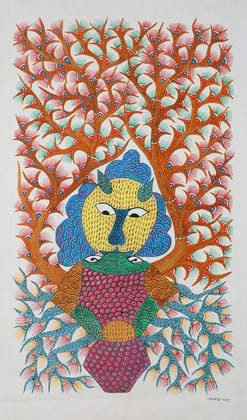 Tribes India Handmade Painting Gond Canvas 26X16 1TPNGNDMP05400