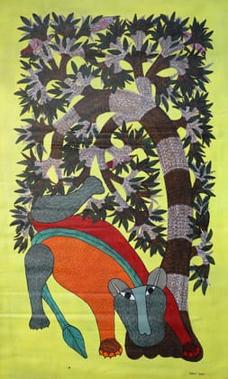 Tribes India Handmade Painting Gond Canvas 1TPNGNDMP05473 - 2