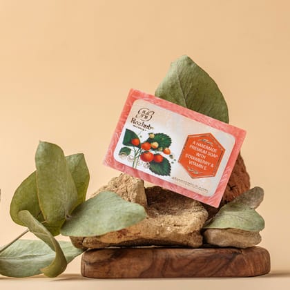 Strawberry Handcrafted Natural Scrubbing Soap with Shea Butter and Vitamin E - 100gm