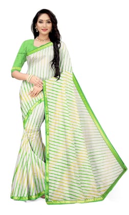 KHUSHBOO DESIGNERS Women's Solid Georgette 5.5 Meter Saree with Unstitched Blouse Piece (Green)|