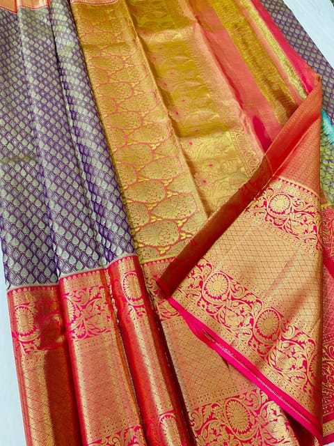 Hand Embroidered Pure Kanchipuram Silk Saree in Maroon : SBRA2545