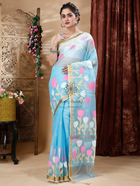 Pre-Order: Off-White Pure Katan Silk Banarasi Handloom Saree - Tilfi