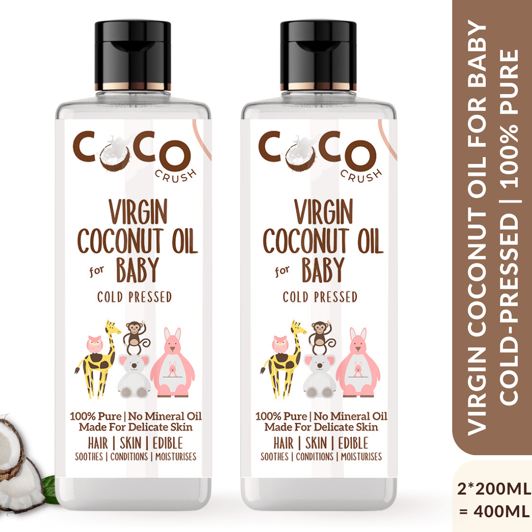 Coco Crush Virgin Coconut Oil for Baby Massage | Cold Pressed, Pure, Natural | Body, Hair | Pack of 2 - 200ml each