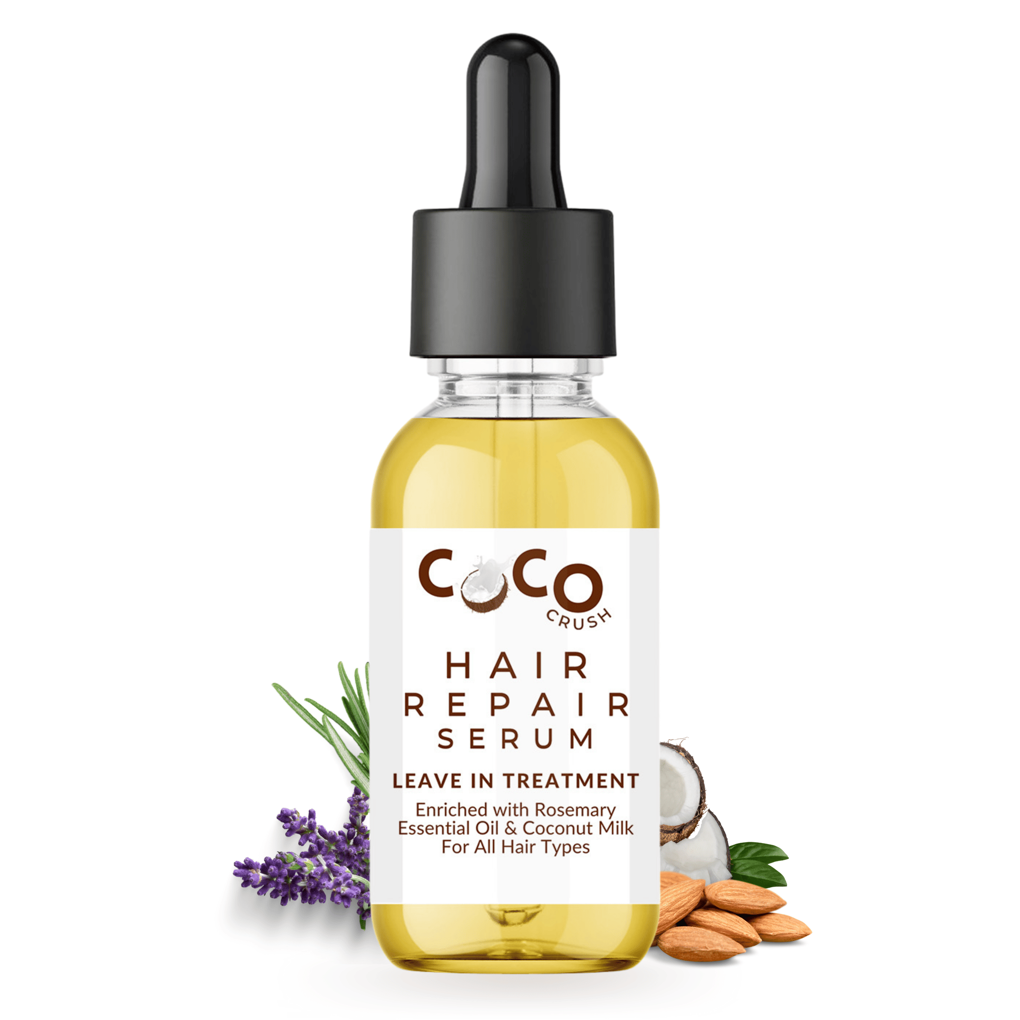 Coco Crush Leave-in Hair Repair Treatment Serum with Lavender & Rosemary Oil | 100% Natural