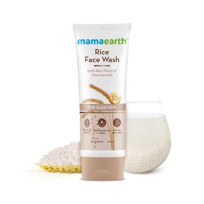 Mamaearth Rice Face Wash With Rice Water & Niacinamide For Glass Skin (100ml)