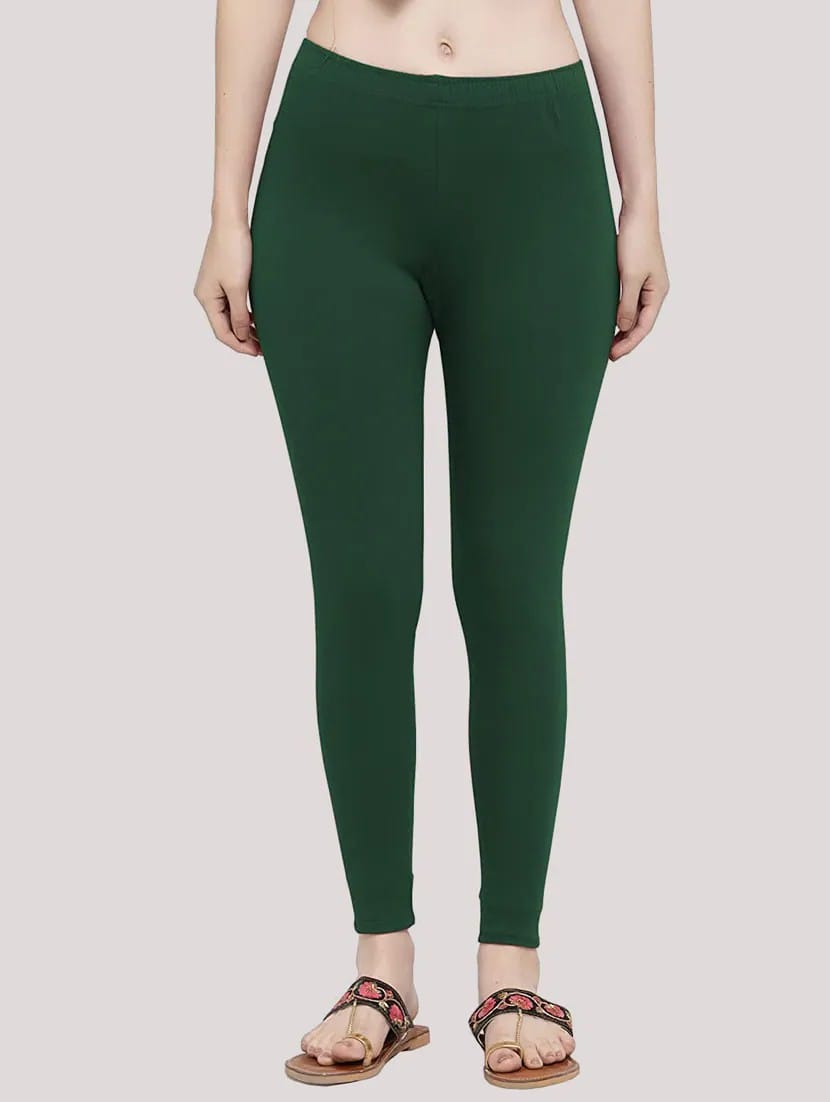 Sacrifice Bottle Green Women Cotton Lycra Leggings