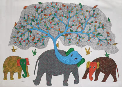 Tribes India Handmade Painting Gond Canvas 1TPNGNDMP06060