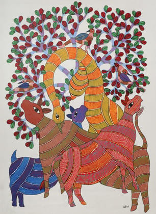 Tribes India Handmade Painting Gond Paper 1TPNGNDMP06330
