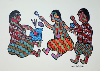 Tribes India Handmade Painting Gond Paper 14X10 1TPNGNDMP08868