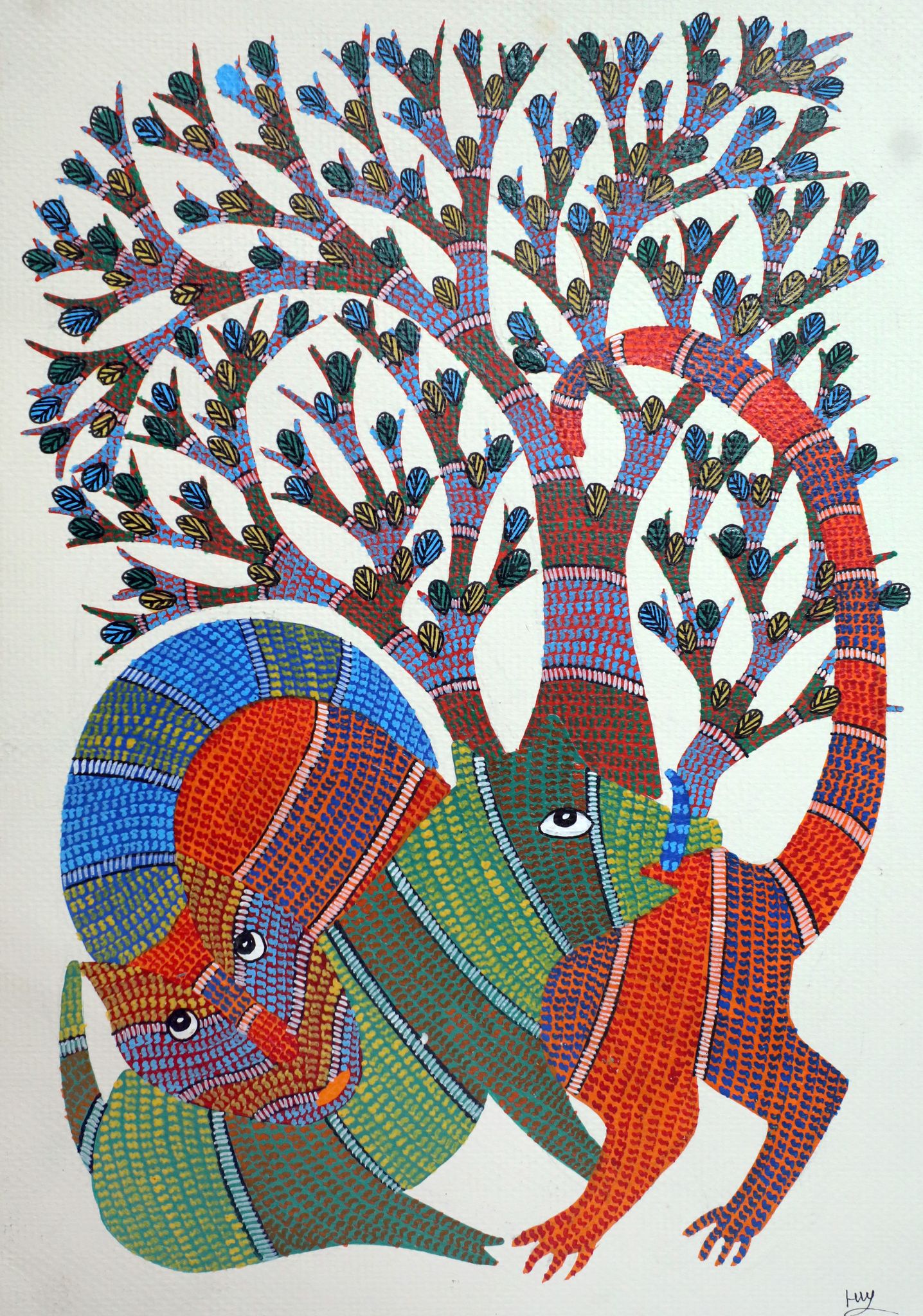 Tribes India Handmade Painting Gond Paper 14X11 1TPNGNDMP09413