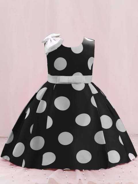 Buy Black White Polka Dot Printed Cotton Dress | BAI_D_89/BACT14JAN103 |  The loom