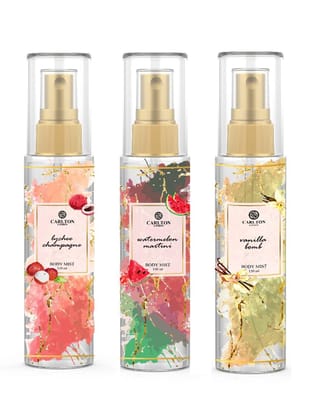 Carlton London Body Mist Combo Pack - Vanilla Bomb - Watermelon Martini - Lychee Champagne Body Mist Set of 3