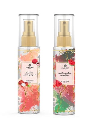 Carlton London Body Mist Combo Lychee Champagne - Watermelon Martini Body Mist Set of 2