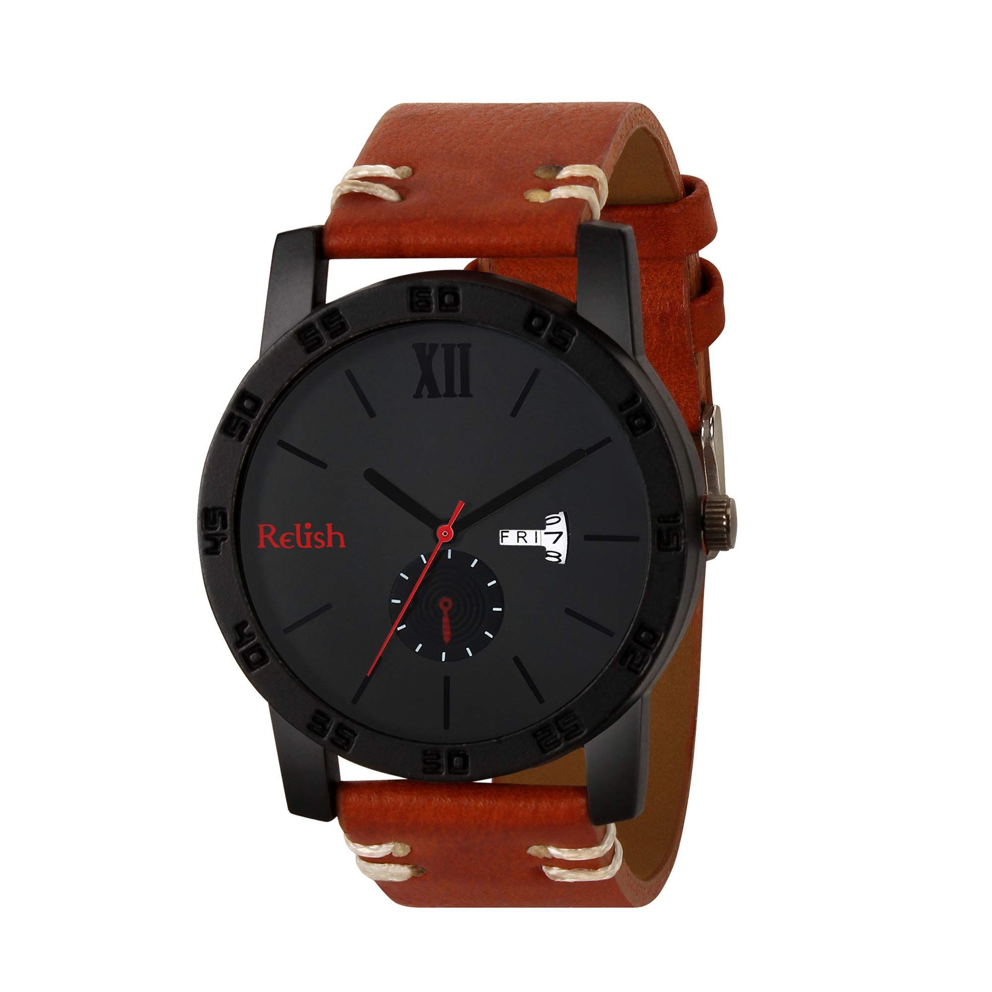 Relish Analog Watch Day & Date Men's Watch & Black Leather Wallet Combo for  Men and Boys