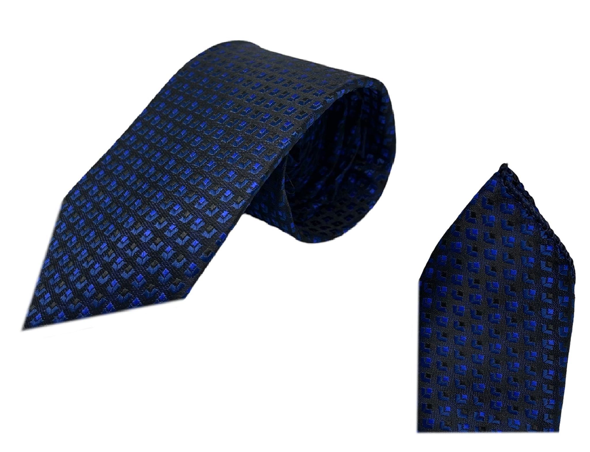 Cossess Blue Premium Designer Tie And Pocket Square