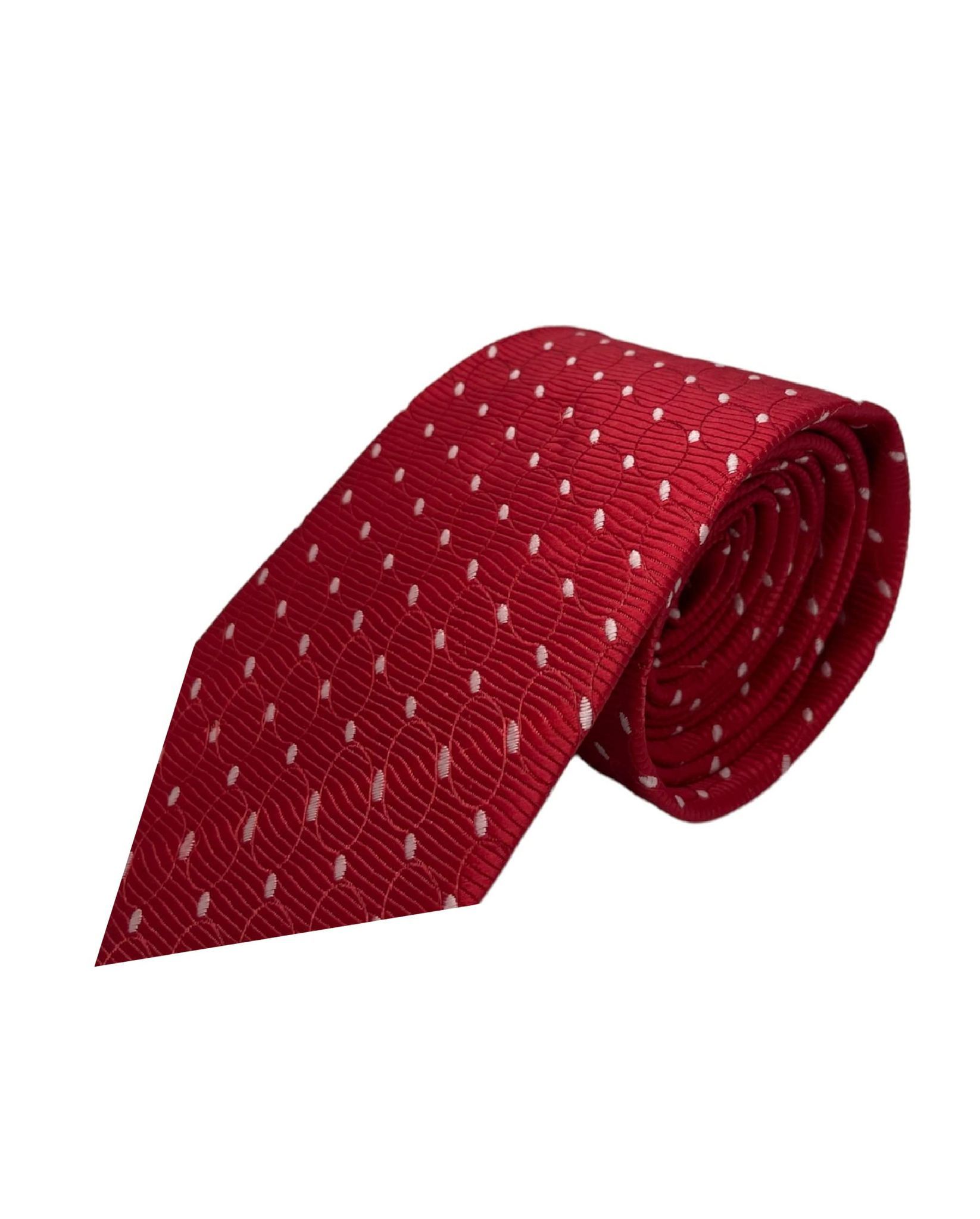 GREYKNOT Patterned Premium Red And White Tie And Pocket Square For Men