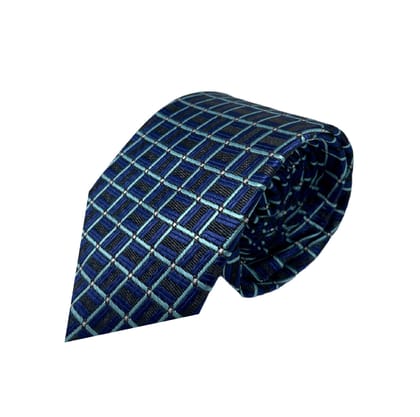 GREYKNOT Blue Geometric Patterned Tie And Pocket Square For Men