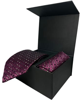 GREYKNOT premium tie collectioin with necktie and pocket square combination (purple and black)