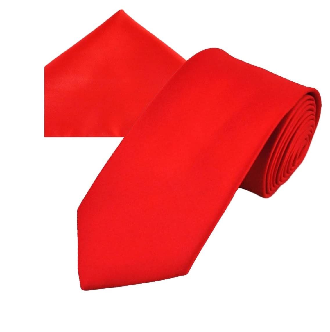 GREYKNOT premium solid bright red colour tie and pocket square set for men