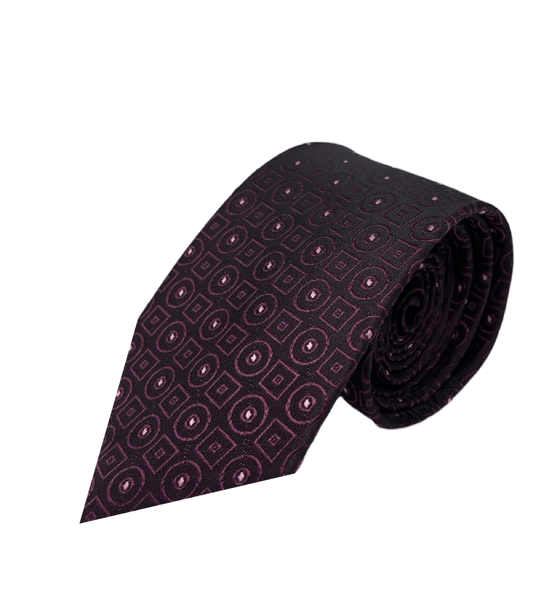 GREYKNOT Geometric Patterned Tie And Pocket Square For Men