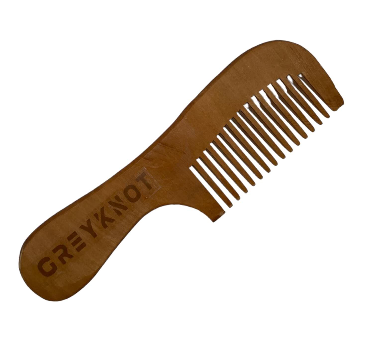 GreyKnot Hair Combs for Men and Women | Wide Teeth wooden Hair comb for hair growth | Handmade |Anti-Static Hair brush for all hair type