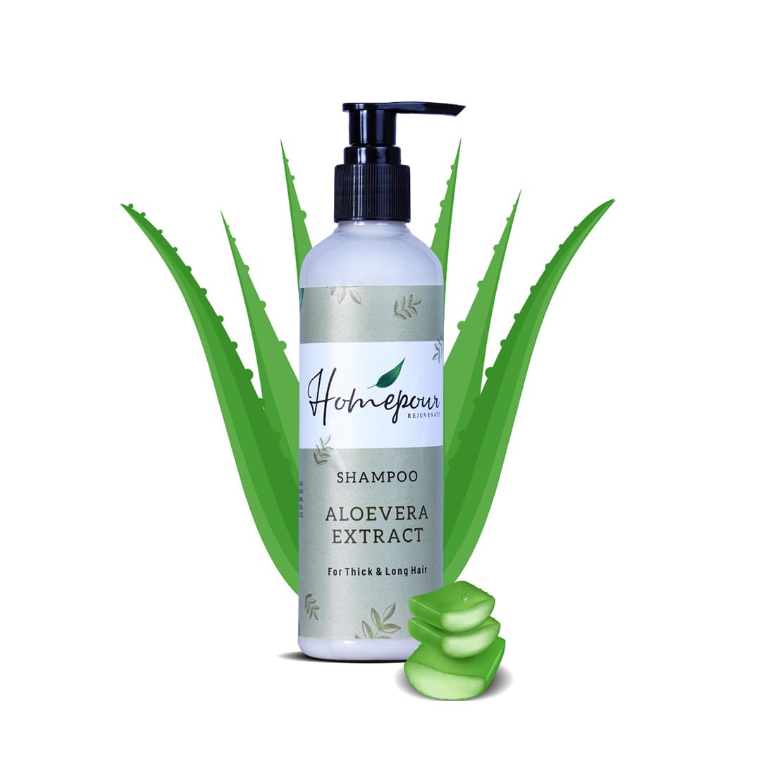 Homepour Aloe Vera Extract Shampoo - For Thick & Long Hair, 250ml - Handmade Shampoo