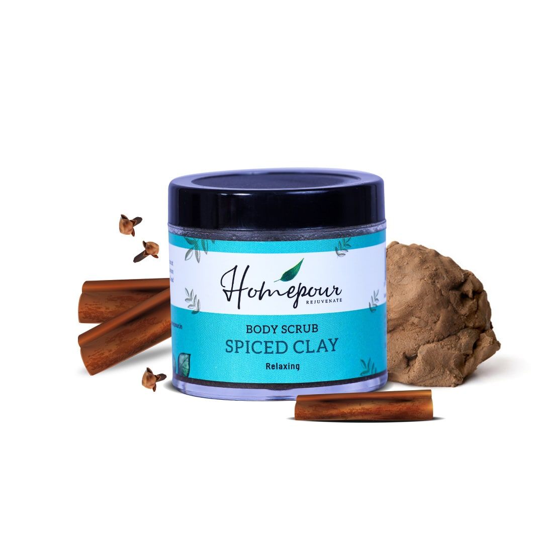 Homepour Spiced Clay Body Scrub - Relaxing, 100ml - Handmade Body Scrub