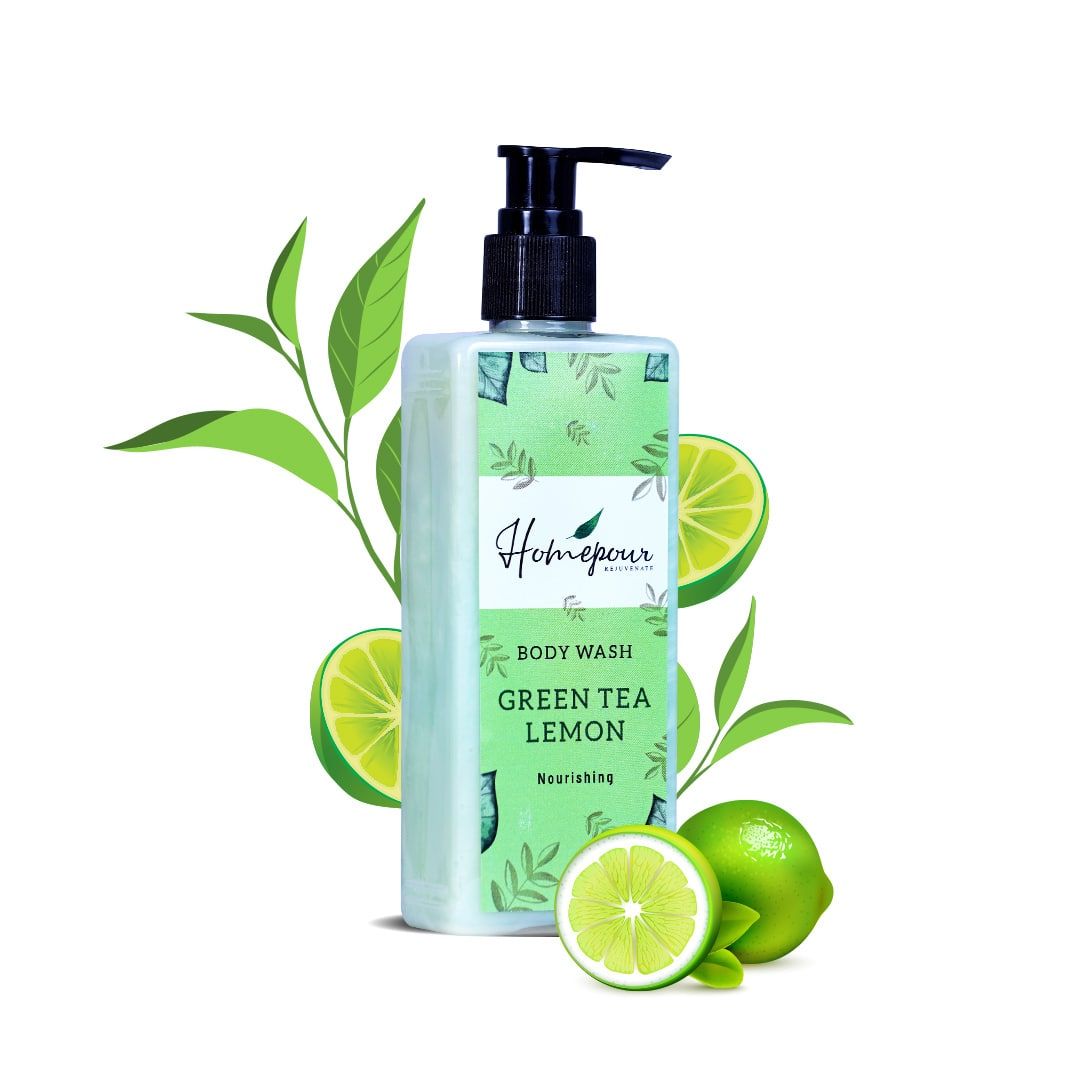 Homepour Green Tea Lemon Body Wash - Moisturizing & Nourishing, 250ml - Handmade Body Wash