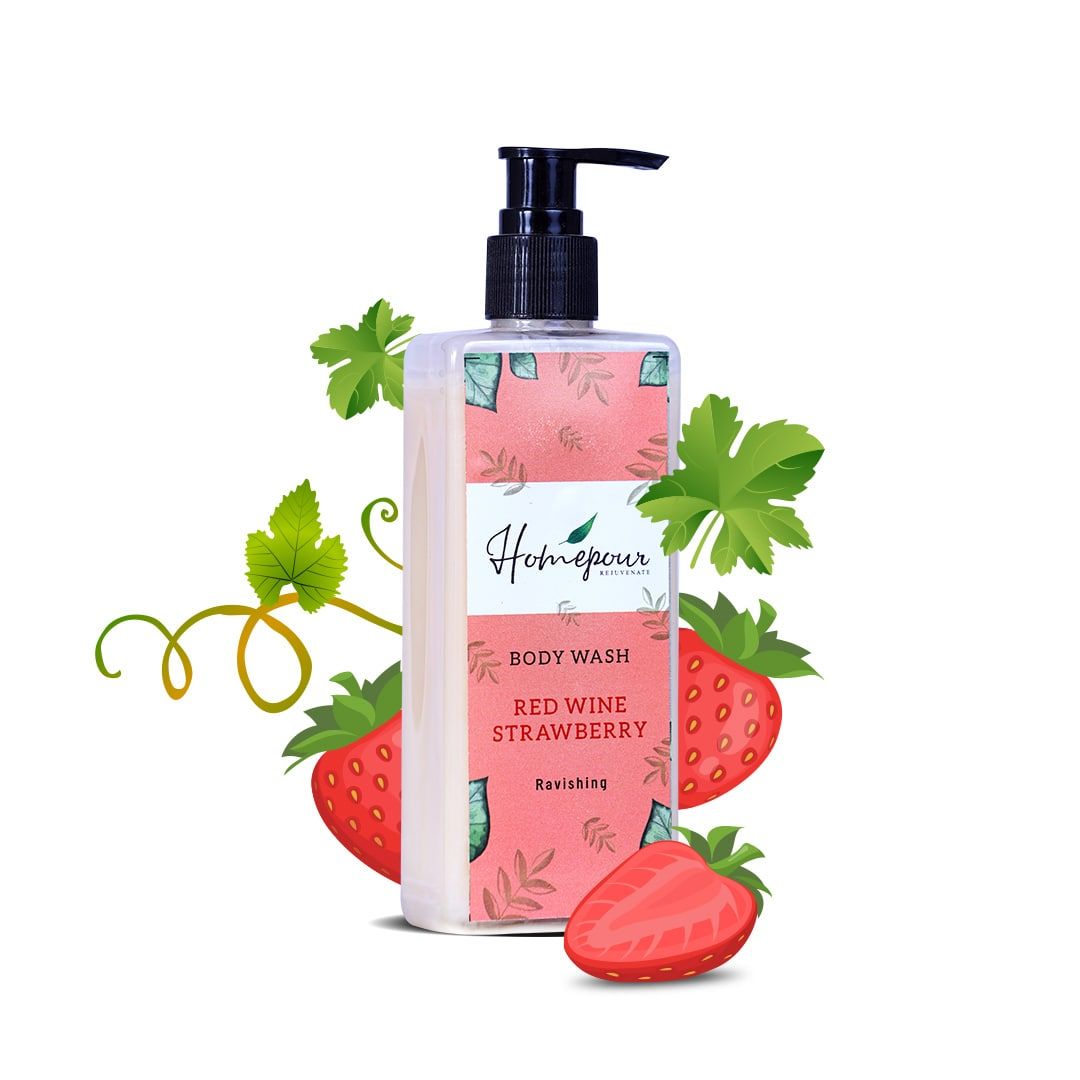 Homepour, Red Wine Strawberry Body Wash - Luxuriate Ravishing Bath, 250ml - Handmade Body Wash