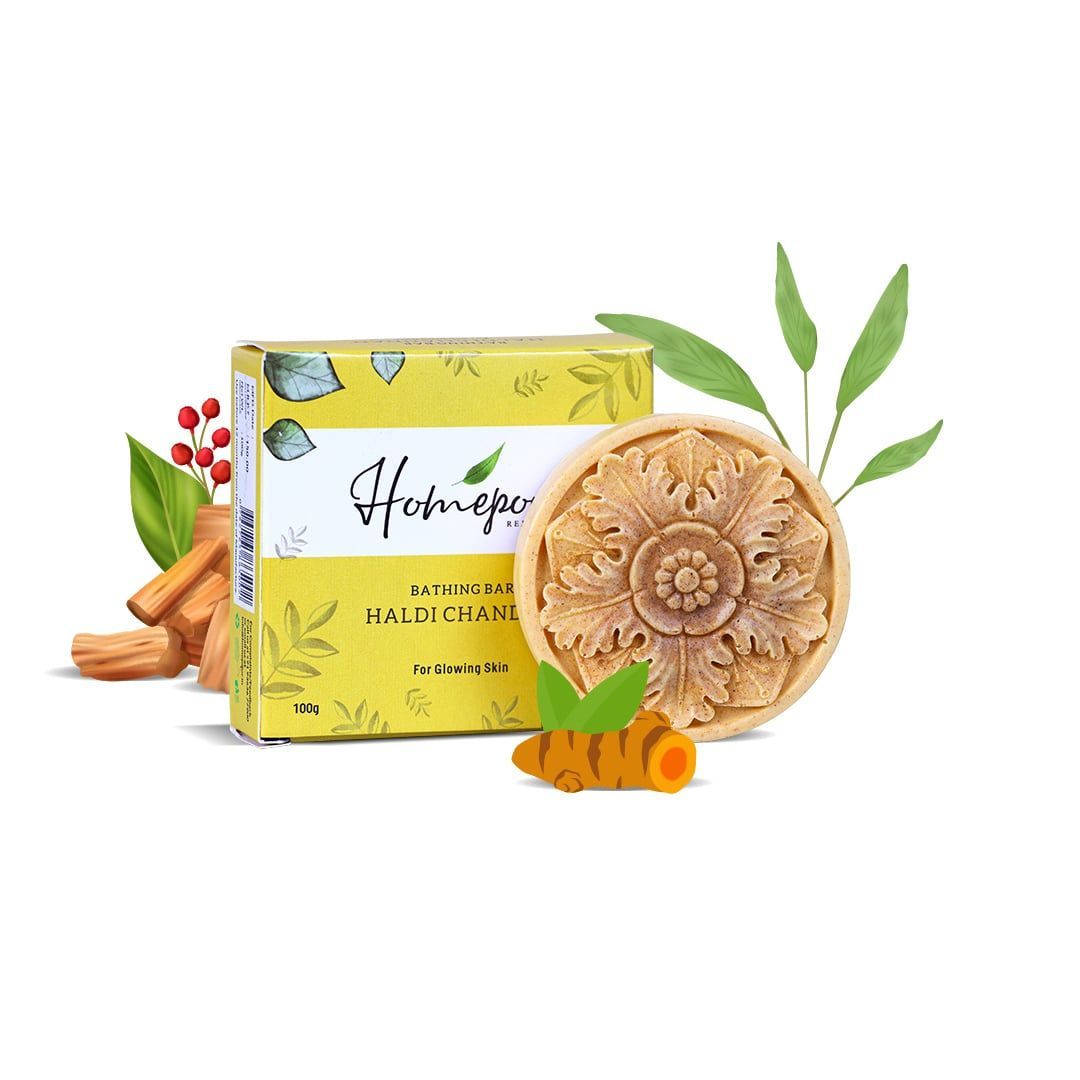 Homepour, Haldi Chandan Soap – For Glowing Skin, 100g - Handmade Soap