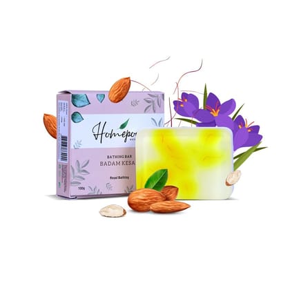 Homepour, Badam Kesar Soap - Royal Bathing, 100g - Handmade Soap