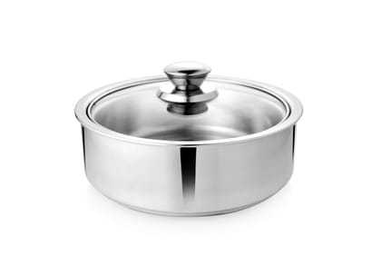 URBAN SPOON Stainless Steel Chapatti Box, Chapatti Pot, hot Pot, Double Wall Insulated Roti Server, Serving Bowl with Glass Lid 1300 ml 21.5 Cm