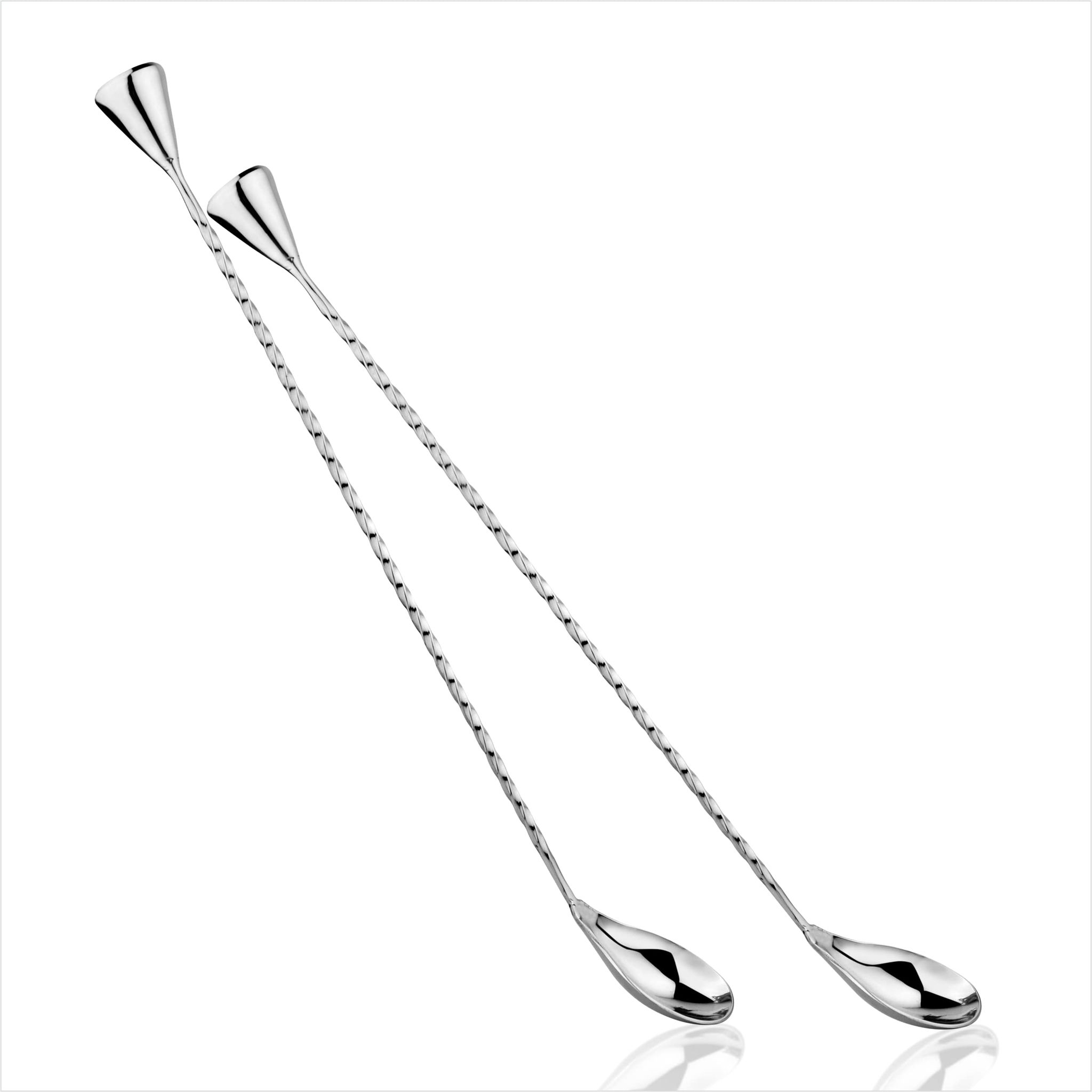 Kobac Premium Bar Stirrer Spoon Cum Muddler Set of 2, 12 Inches Stainless Steel Cocktail Mixing Spoon Cum Muddler, 2 Pcs Set