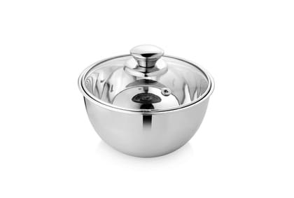 Vinayak International Stainless Steel Bowl with Lid - 1100ml, 1 Piece, Silver