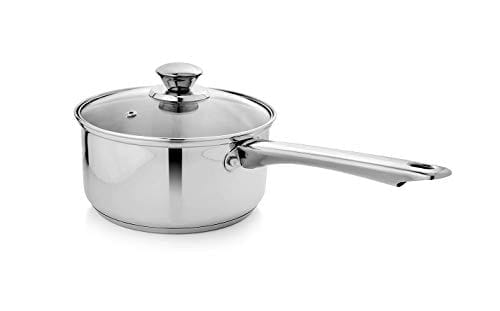 Vinayak International Capsule Bottom Stainless Steel Saucepan with Glass lid (16 cm) 1600ml