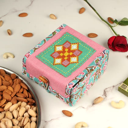 Tribes India Handmade Pink Jute 2 Compartment Gift Box