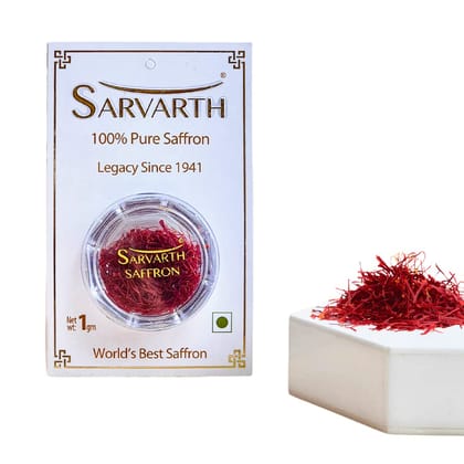 SARVARTH Finest A++ Grade 100% Pure Original Saffron/Kesar for Food/Cuisine Skin Care and Improved Health | Kesar for Pooja & Gifting | Blister Pack 1gm