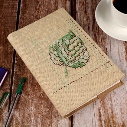 Tribes India Handmade Cream Pan Leaf Jute Spiral Diary