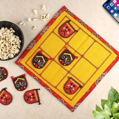 Tribes India Handmade Traditional Tic Tac Toe Game with Gavri Motif