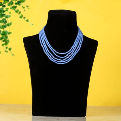 Tribes India Blue Crystal Beads Multi Strand Necklace for Women