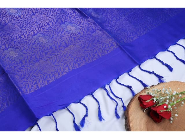 Royal Blue Woven Patola Soft Silk Saree – Zari Banaras