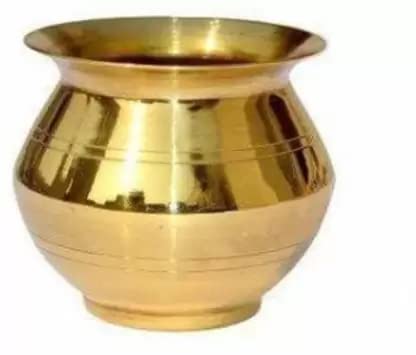 DOKCHAN Indian Pure Brass Golden Color lota for use Pooja, Home, Temple/Brass lota (Kalash) for ganga jal/Diwali Festival use Brass lota