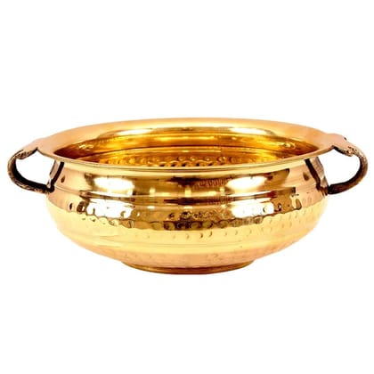 DOKCHAN Handcrafted Brass Urli Bowl in Hammered Design Home/Office Decoration Decorative