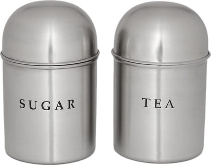 DOKCHAN DokchanTea and Sugar Containers Set with Stainless Steel Body (Tea Sugar Acrylic Canister)