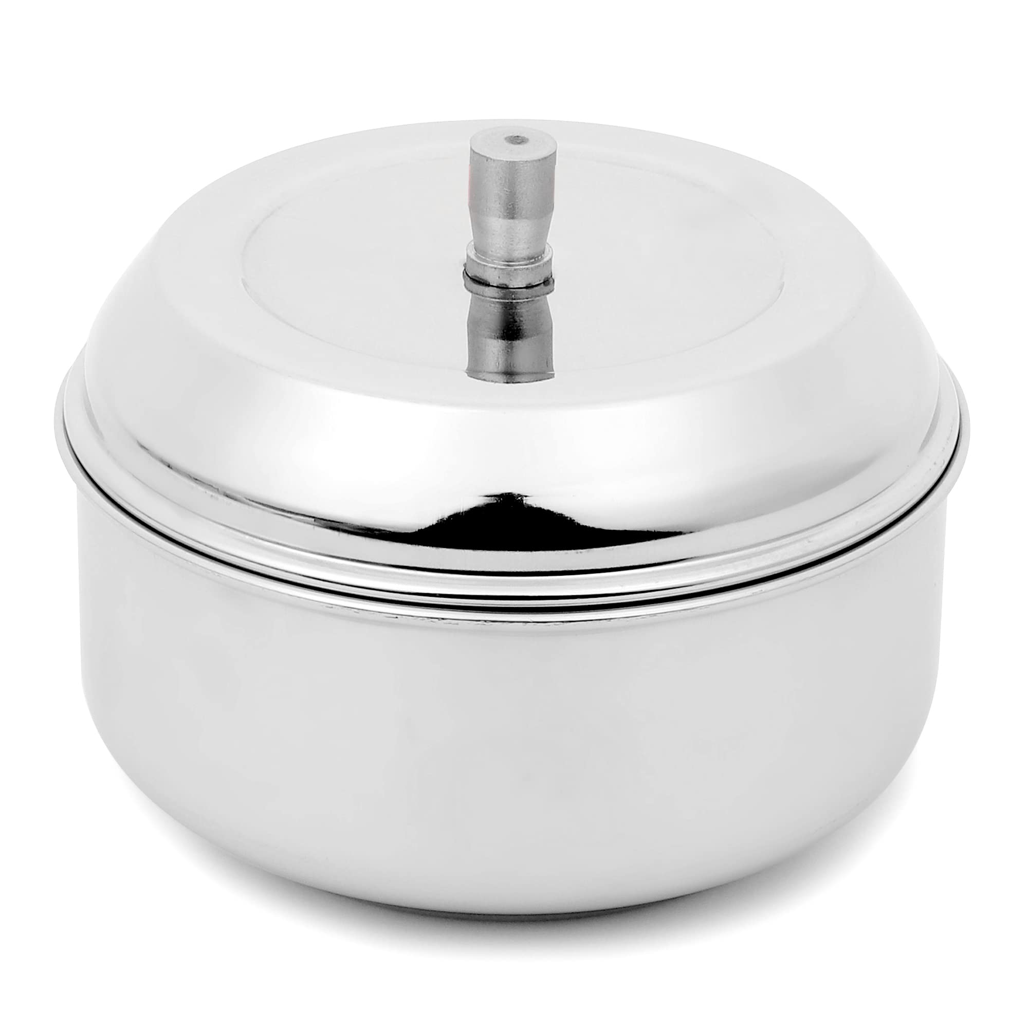 DOKCHAN Stainless Steel Designer Round Storage containers box/Dabba for Kitchen, Set of 1Pcs, 500ml (Size : 4.4 Inch | Color : Silver)