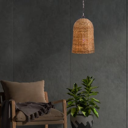 Kezevel Seagrass Weaved Hanging Light - Artistically Handcrafted Pendant Light for Living Room, Bedroom, Balcony and Foyer, Size 30.48X30.48X45.72 CM