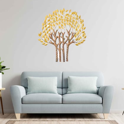 Kezevel Metal Tree Wall Decor - Artistically Handcrafted Metallic Tree Wall Hanging in Golden Bronze Finish - Home Decor - Size 86.4X4X96.5 CM